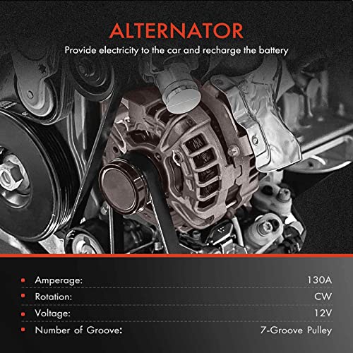 A-Premium Alternator 12V 130Amp CW 7-Groove Pulley for Honda Accord 2008-2012, TSX 2009-2014